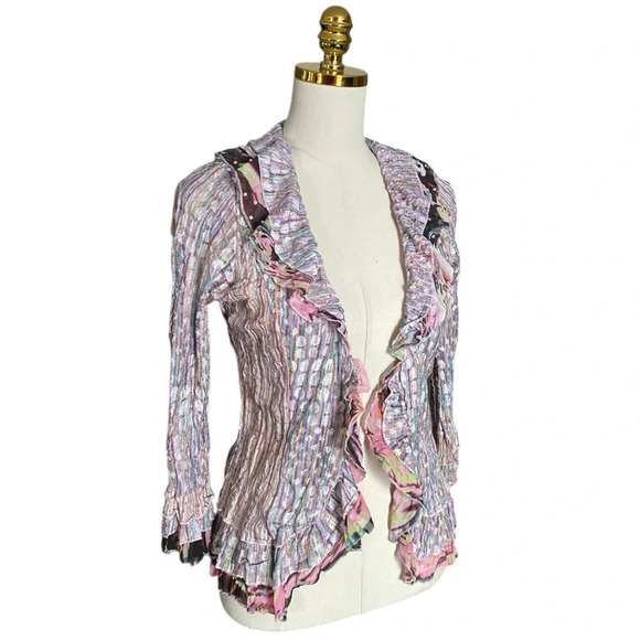 Women's Multicolor Ruffled Jacket - Picture 2 of 9